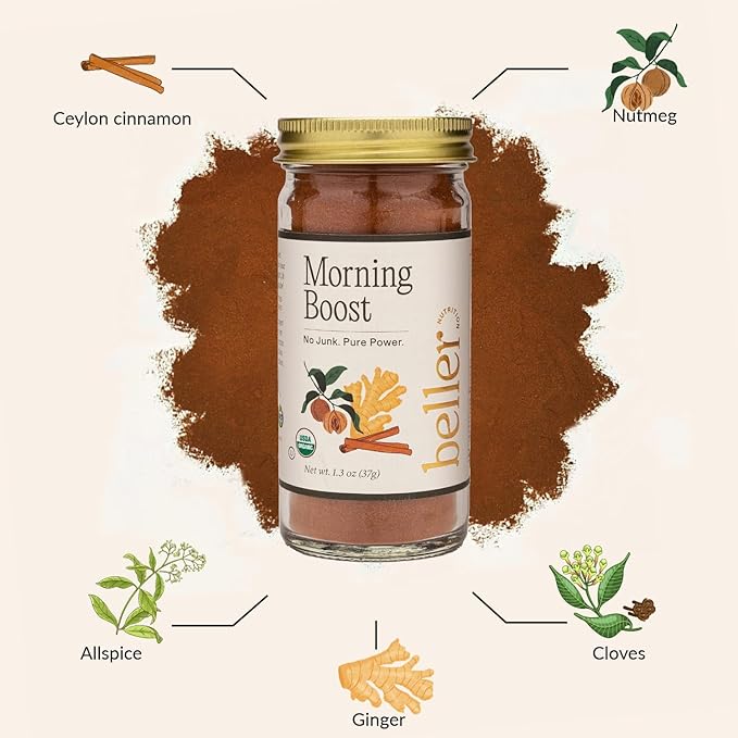 Beller Nutrition Morning Boost Organic Ceylon Cinnamon Spice Blend | 1.4 oz | Organic Ceylon