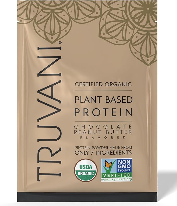 Truvani Vegan Pea Protein Powder | Chocolate Peanut Butter | 20g Organic Plant Based Protein | 1