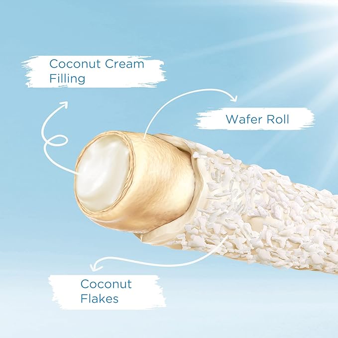 Snack Break Coconut Rolled Wafers, Individually Wrapped, Wafer Rolls with Creamy Coconut Filling