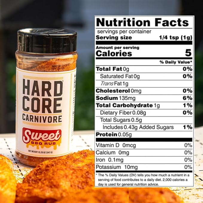 Hardcore Carnivore Sweet BBQ Seasoning (12.25 oz Shaker) Texas-Made Bold, Sweet BBQ Rub for