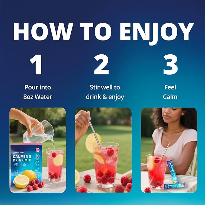 Powdered Drink Mix Calm - Adaptogenic Drink Mix with Magnesium Glycinate, Ashwagandha, Vitamin D