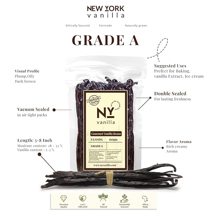 25 Whole Vanilla Beans Grade A + | Premium Vanilla Bean Pods for Making VanillaExtract | NON GMO |