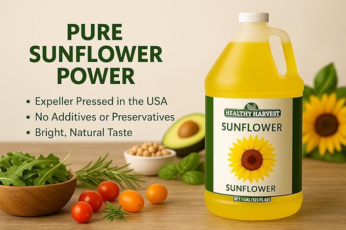 Healthy Harvest Non-GMO Sunflower Oil - Healthy Cooking Oil for Cooking, Baking, Frying & More