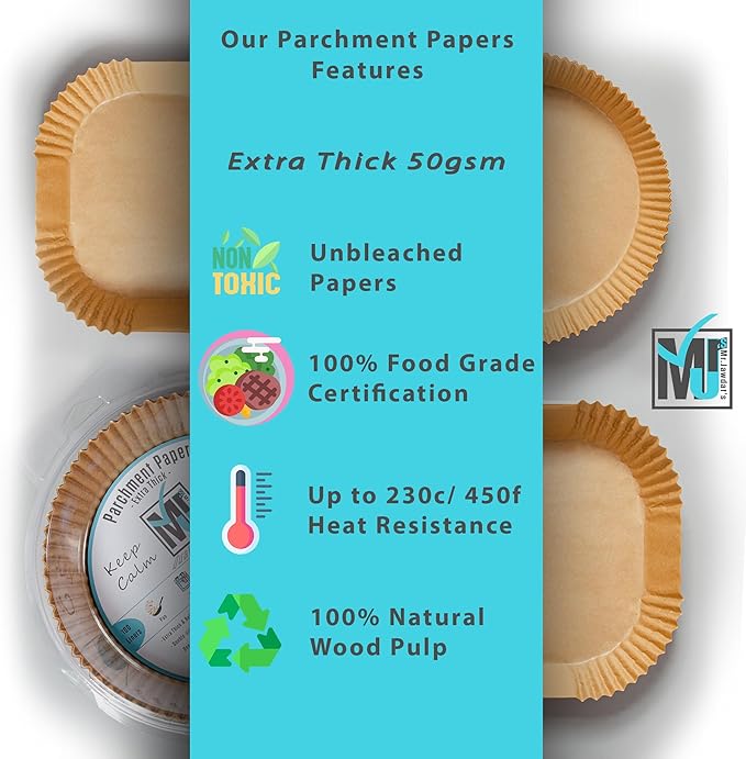 ((Extra Strong)) Air Fryer Disposable Paper Liner 100Pcs, Mr.Jawdat's Strong AirFryer Liners
