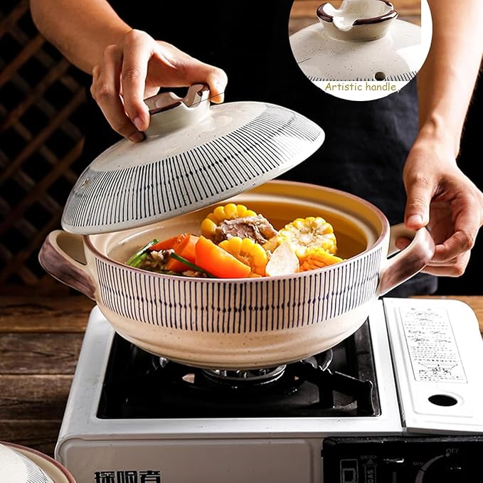 Ceramic Casserole Dish with Lid, Ceramic Cooking Pot Nonstick Earthenware Pot, Ceramic Stew Pot