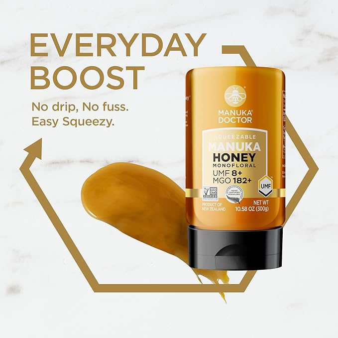 MANUKA DOCTOR - Manuka Honey SQUEEZY MGO 182+ / UMF8 DUAL RATED Monofloral, 100% Pure New Zealand