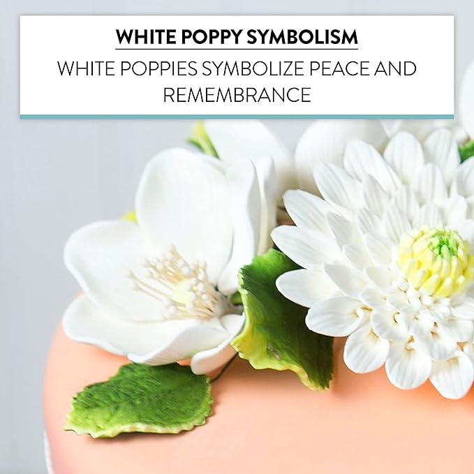 Global Sugar Art Poppy Anemone Sugar Cake Flowers, White with Green Center, 3 Count by Chef Alan