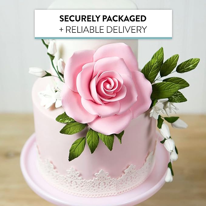 Global Sugar Art Rose Jumbo Sugar Cake Flowers Pink, 5 Count