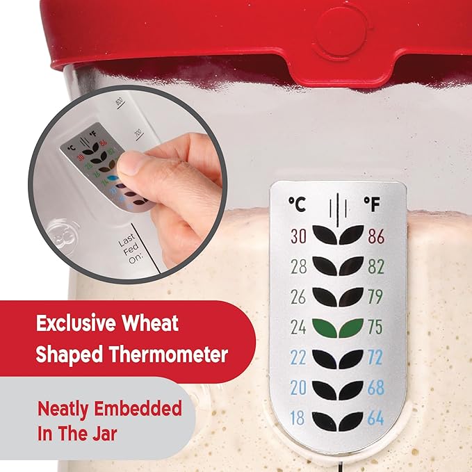 Pro Sourdough Starter Kit - 34oz Large Capacity Glass Fermentation Jar with Lid & Tracker