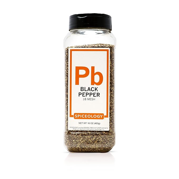 Spiceology - 18 Mesh Ground Black Pepper - Semi-Coarse - For Use On: Beef, Pork, Chicken, Fish