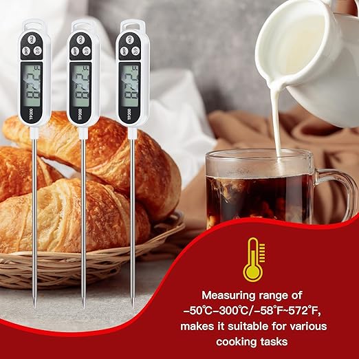 6 Pcs Instant Read Meat Thermometer with Long Probe 9.65 Inch Kitchen Cooking Food Candy Waterproof