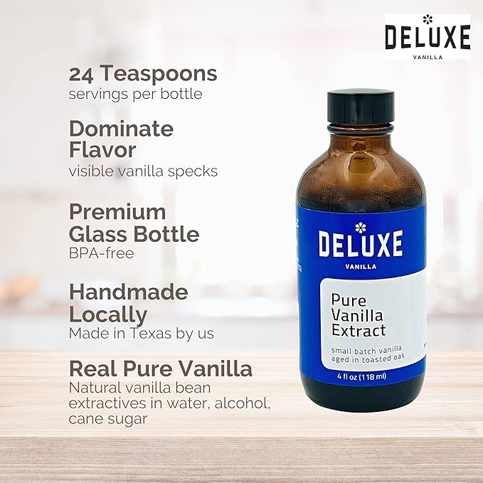 Pure Vanilla Extract for Baking (4 oz) Deluxe Vanilla Gourmet Vanilla Made from Real Vanilla Beans