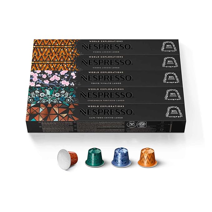Nespresso Capsules Original Line, Morning Lungo Blends Variety Pack, Mild to Medium to Dark Roast