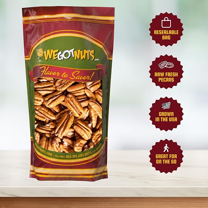 Two Pounds Of Pecans Raw, Whole, Shelled, Raw, Natural, No Preservatives Added, Non-GMO, NO PPO