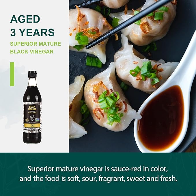 Soeos Chinkiang Vinegar 16.9 fl oz (Pack of 2), Zhenjiang Vinegar, Chinese Black Vinegar, Chinese