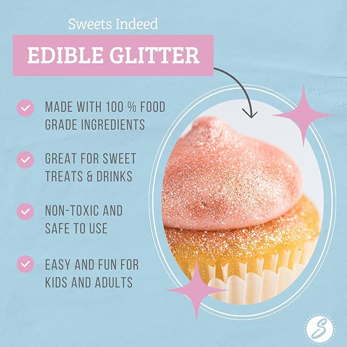 Sweets Indeed, Edible Glitter, Perfect for Drinks, Cocktails, Beverages & Cake Decorating, Dessert