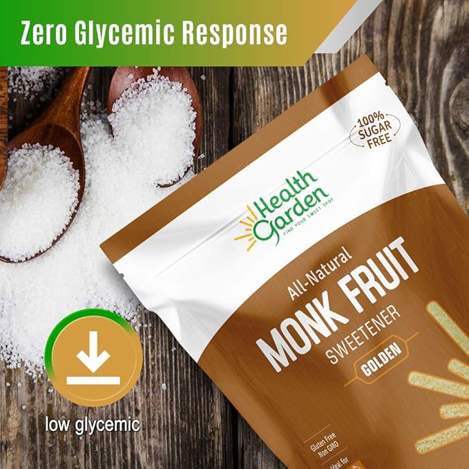 Health Garden Monk Fruit Sweetener, Golden- Non GMO - Gluten Free - 1:1 Sugar Substitute - Kosher