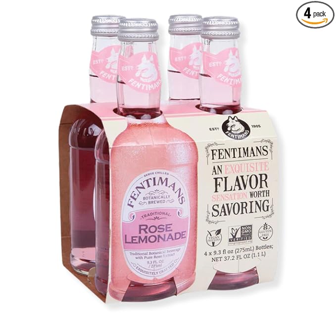 Fentimans Sparkling Rose Lemonade - Sparkling Pink Lemonade with Natural Ingredients & Pure Rose