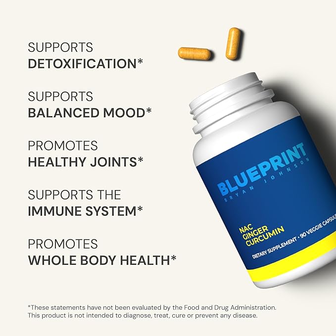Blueprint Bryan Johnson NAC Supplement - Promotes Stress Relief, Immune System Function