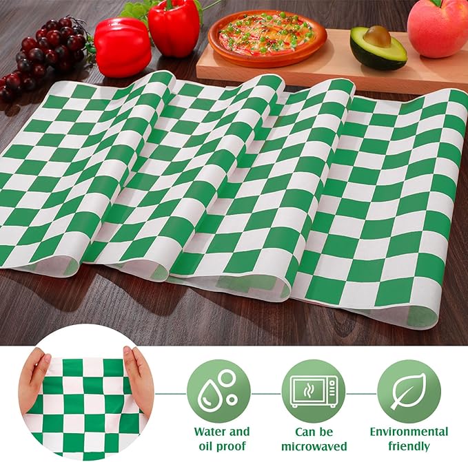 Honeydak 600 Pcs Sandwich Wrapping Paper Sheet 15x15 Checkered Food Wax Sheets Parchment Burgers