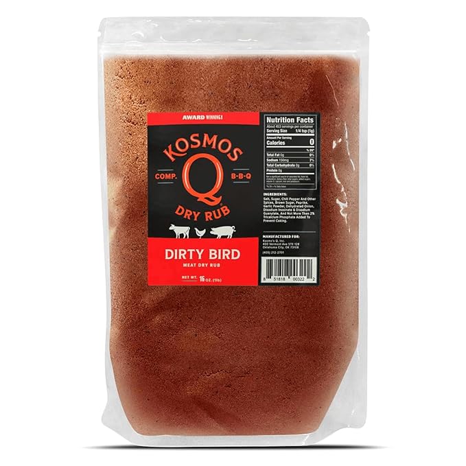 Kosmos Q Dirty Bird BBQ Dry Rub, Sweet and Spicy Seasoning with Brown Sugar, Red Pepper, Garlic &