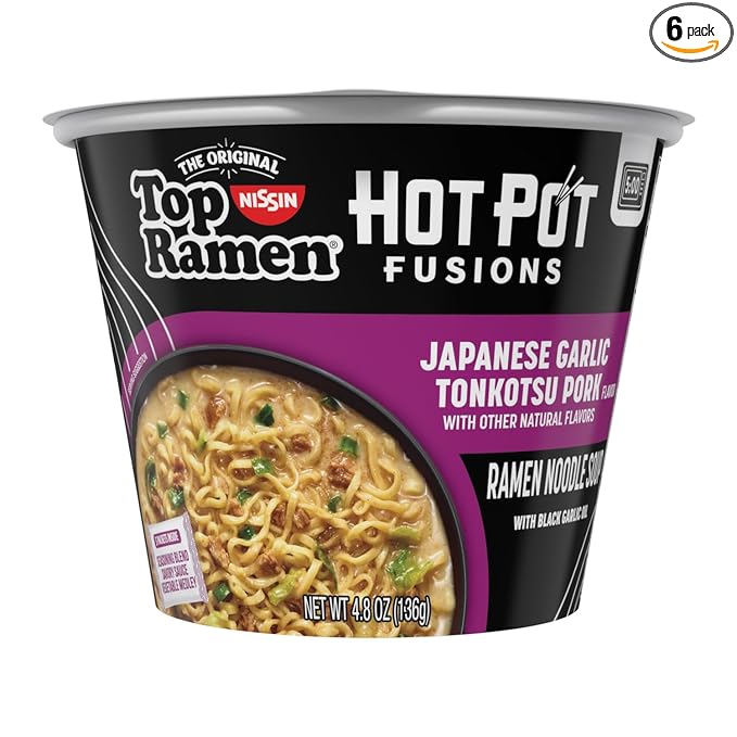 Top Ramen Hot Pot Fusions Japanese Garlic Tonkotsu Pork, 4.8 Ounce (Pack of 6)