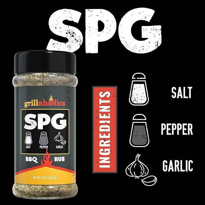 Grillaholics Salt Pepper Garlic Seasoning - SPG Rub Seasonings - The Perfect All Purpose Seasoning