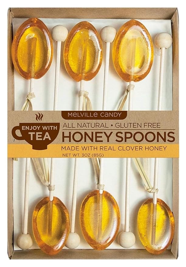 Melville Candy All Natural Honey Spoon Gift Set – Spoons & Lollipops on Wooden Sticks – Gluten-Free