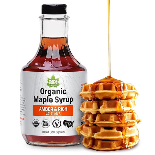 Maple Valley Organic Pure Maple Syrup, Amber and Rich, Better Than Pancake Syrup, Use for Coffee or