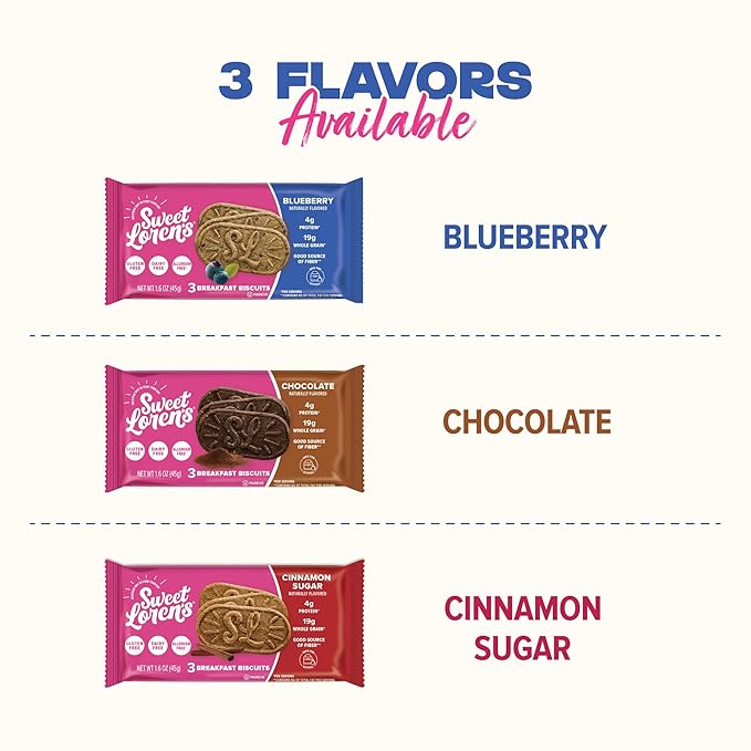 Sweet Loren's Vegan Breakfast Biscuits | Blueberry | 4g Protein, 19g Whole Grains | Plant Based