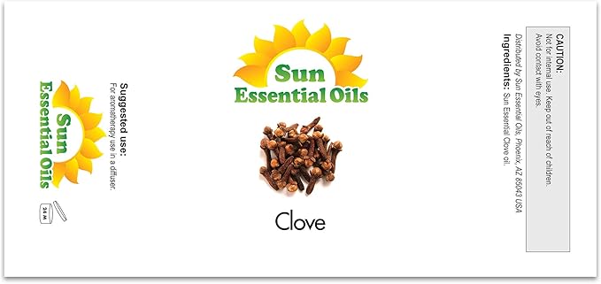 Sun Essential Oils ??4 oz Clove Essential Oil with Dropper for Diffuser, Skin, Aromatherapy