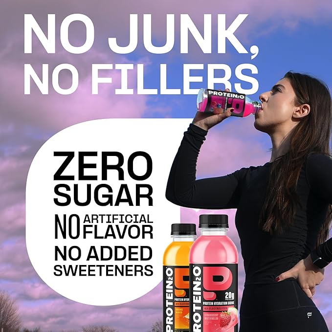 Protein2o Hydration Drink - 2-in-1 Liquid Clear Whey Protein Isolate and Electrolyte Drink - 20g