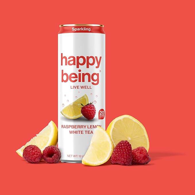 Happy Being Sparkling Nutrient-Rich Raspberry Lemonade White Tea – Infused with Turmeric