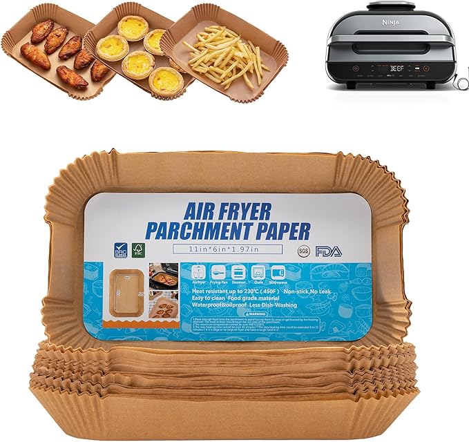 Air Fryer Liners For Ninja Foodi XL Smart FG551 6-in-1 Indoor Grill,100PCS Rectangular Air Fryer