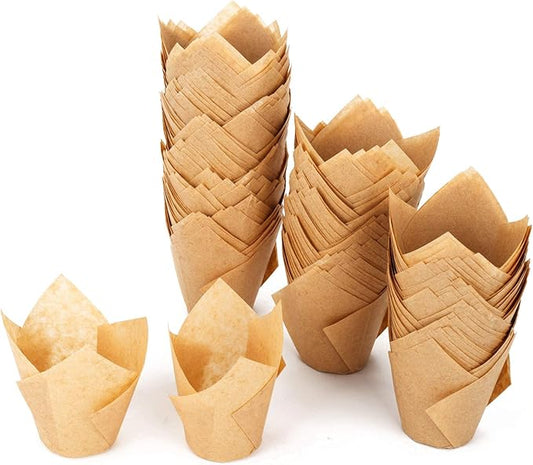GOLDEN APPLE, 200 Pcs Tulip Cupcake Liner Baking Cup Muffin Tins Cups for Weddings, Birthdays, Baby
