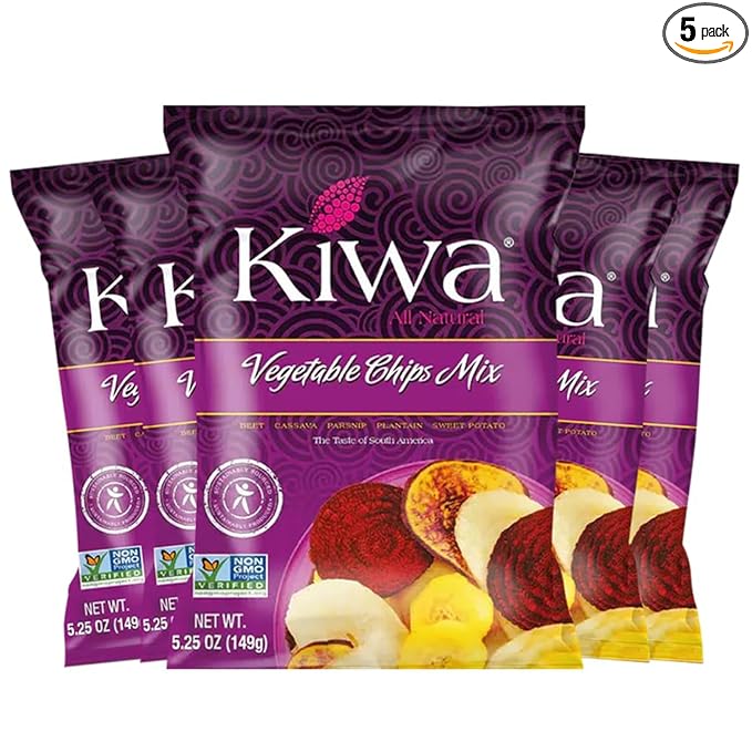 Kiwa Healthy Veggie Chips - Vegetable Snacks for Kids & Adults - Exotic Chips with Plantain, Beet