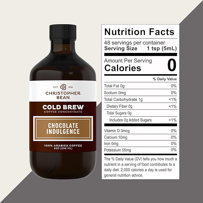 Christopher Bean Hand Crafted Chocolate Indulgence Flavored Coffee - Unsweetened Cold Brew & Iced