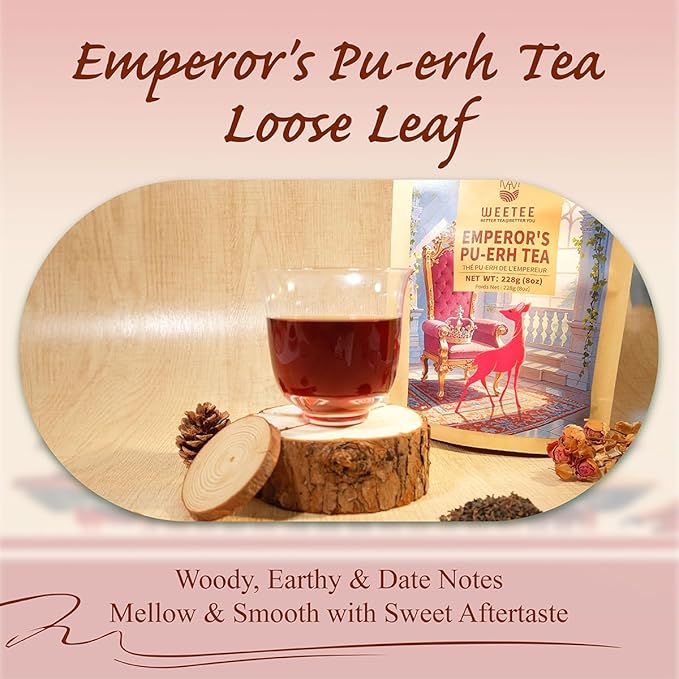 WT WEETEE Emperor's Pu-erh Tea, 228g Puerh Loose Leaf Tea, Aged Fermented Chinese Yunnan Dark Tea