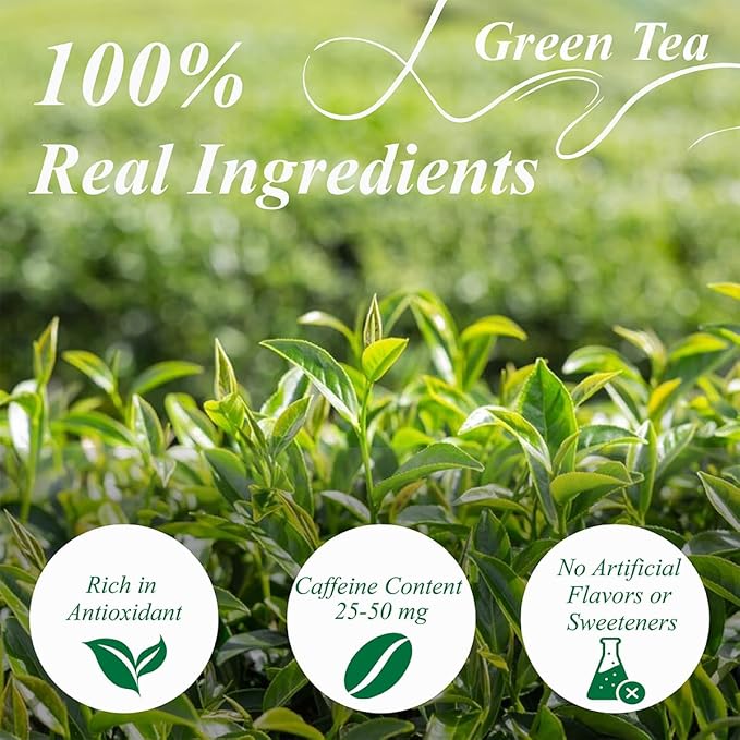 WT WEETEE Green Tea Bags, 100 Count Pure Green Tea, Super Antioxidant | Resealable Kraft Bag | Brew