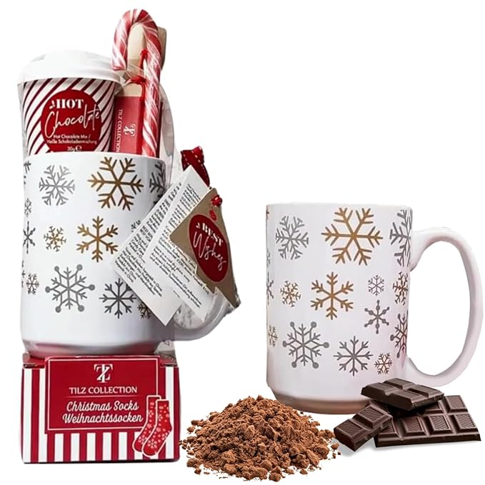 Hot Chocolate Gift Set With Mug - Hot Chocolate Set With Hot Chocolate Sachets - Mini Marshmallows