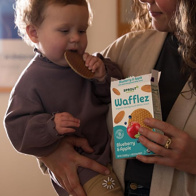 Sprout Organic Baby Food, Stage 4 Toddler Snacks, Blueberry Apple Wafflez, Single Serve Waffles 5