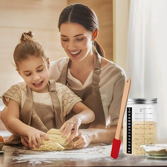 40oz/1200ml Sourdough Starter Kit ??Extra Thermometer Strips and Breathable Covers Included in