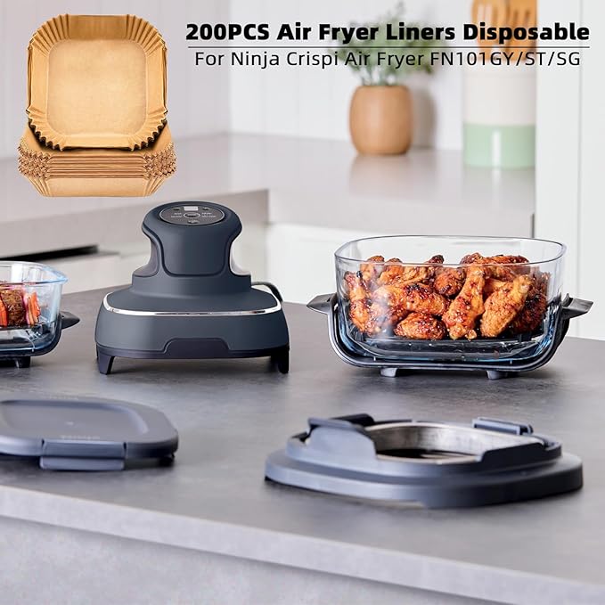 200PCS Air Fryer Liners Disposable for Ninja Crispi FN101GY/ST/SG,LYHOLKEER Parchment Paper For