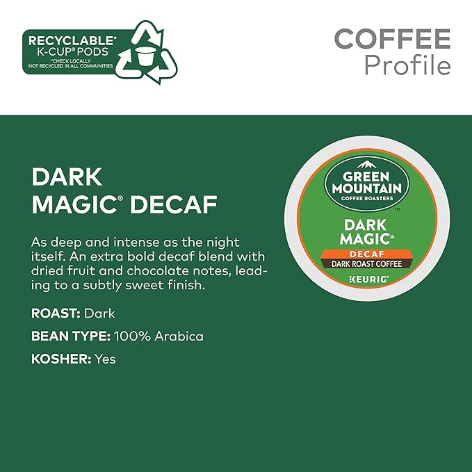 Green Mountain Coffee Roasters Dark Magic Decaf Keurig Single-Serve K-Cup pods, Dark Roast Coffee