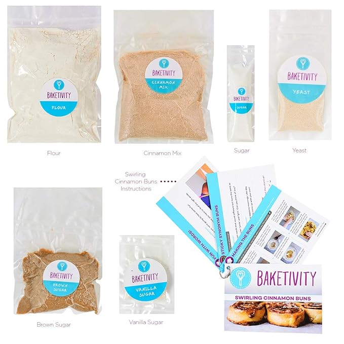 BAKETIVITY Kids Baking DIY Activity Kit - Bake Delicious Cinnamon Buns with Pre-Measured