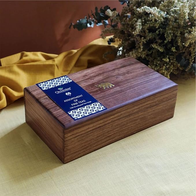 Octavius Gift's Select - Assorted Tea in Wooden Box | 6 Flavors, 120 Tea Bags | Black & Green | Tea