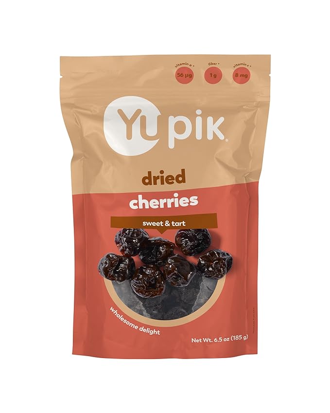 Yupik Dried Cherries, 6.5 Oz, Gluten-Free, Kosher, Dried Fruits, Tart & Sweet Whole Cherries