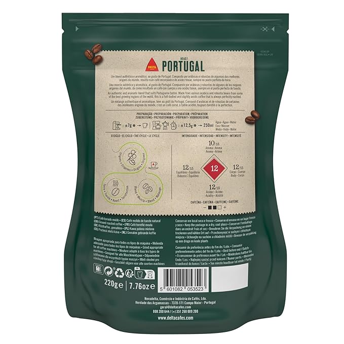 Delta Cafés Portugal Ground Coffee, Smooth and Delicious Medium Roast Coffee, Espresso Machine