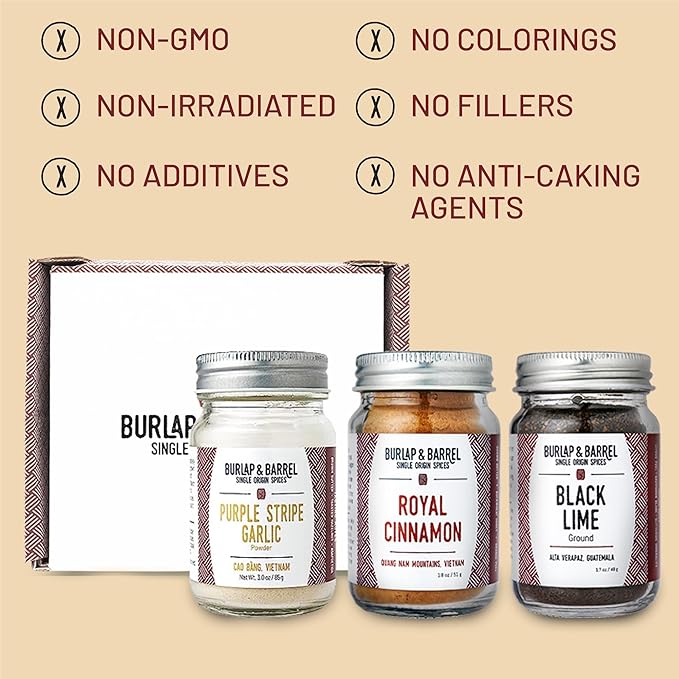 Burlap & Barrel 3-Pack Spice Gift Set ??3 Full-Size Jars of Favorite Spices for the Curious Cook