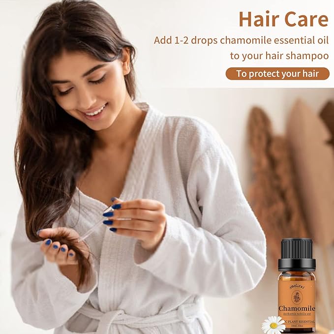 Yethious Organic Chamomile Essential Oil 100% Pure Aromatherapy Oils for Diffuser, Skin, Hair and